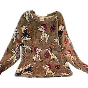 Cat and Jack Boys Dinosaur Print Fleece Pajama Shirt Only Size M(8) Long Sleeve